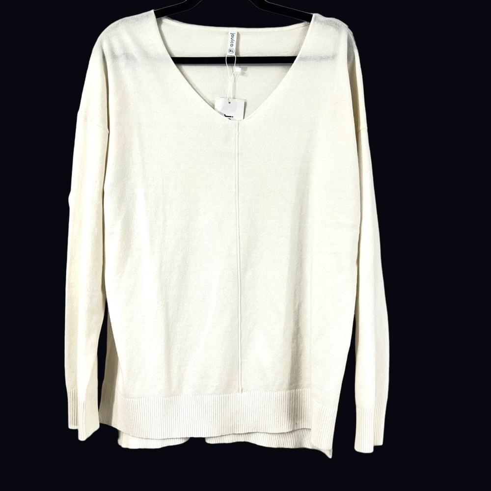 Jouica Cream V Neck Long Sleeve Top XL